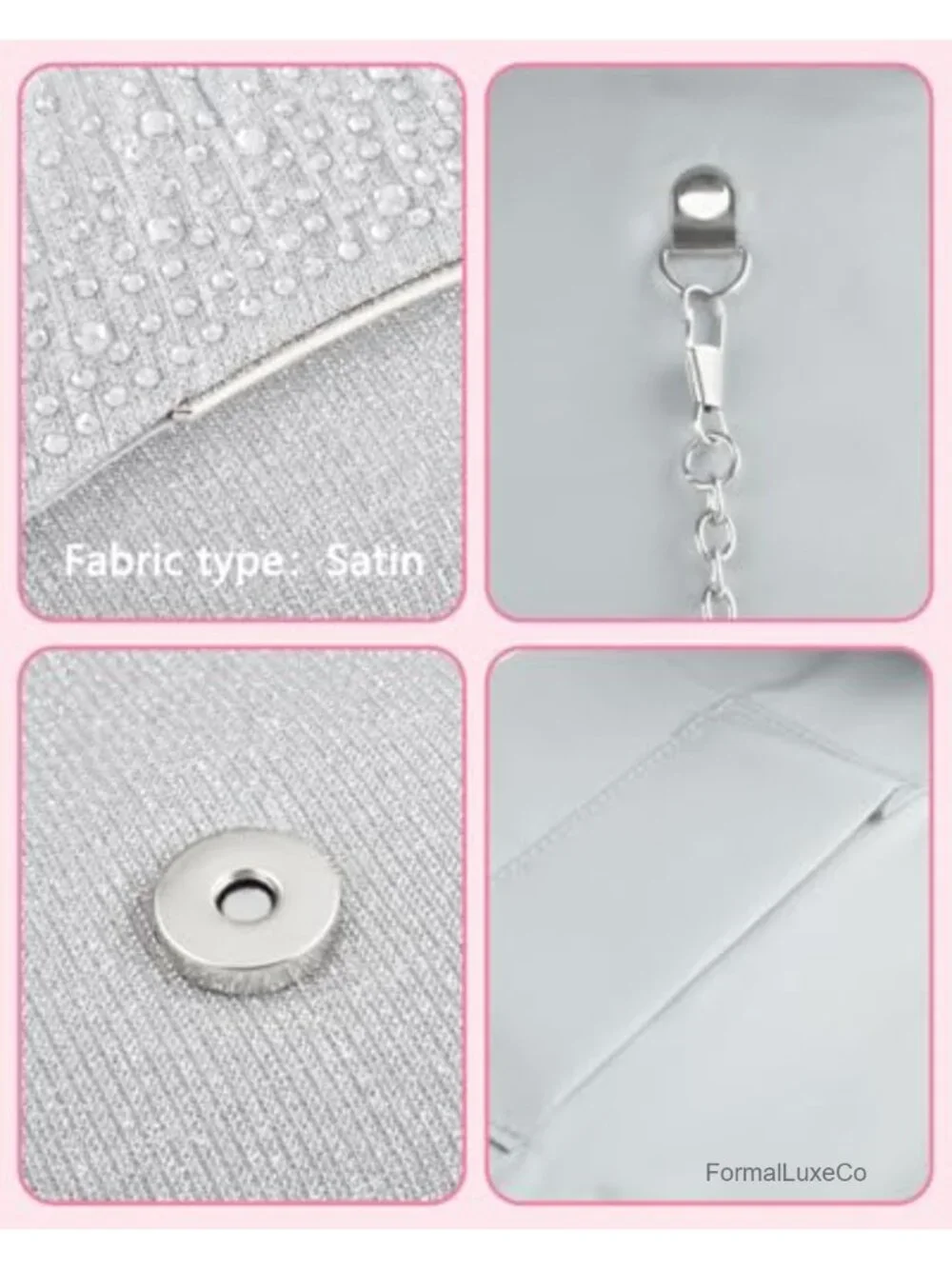 Formal Evening Clutch Satin Shoulder Envelope Party Handbag Wedding Prom Purse